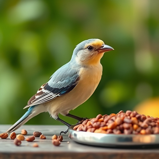 Garden birds near freshly delivered food