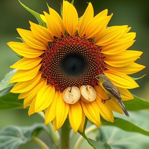 Garden table scattered with sunflower hearts