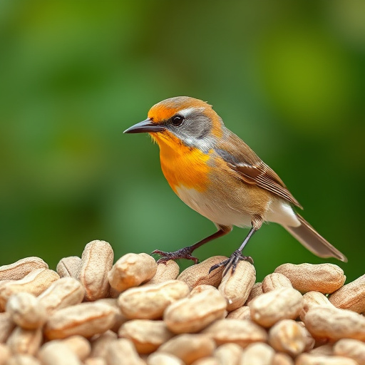 Hand holding fresh peanuts for birds