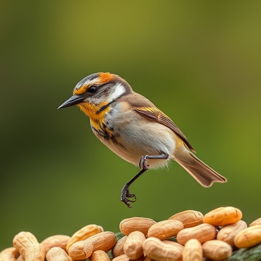 Hand holding fresh peanuts for birds