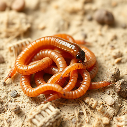 Mealworms scattered on mossy stone perch