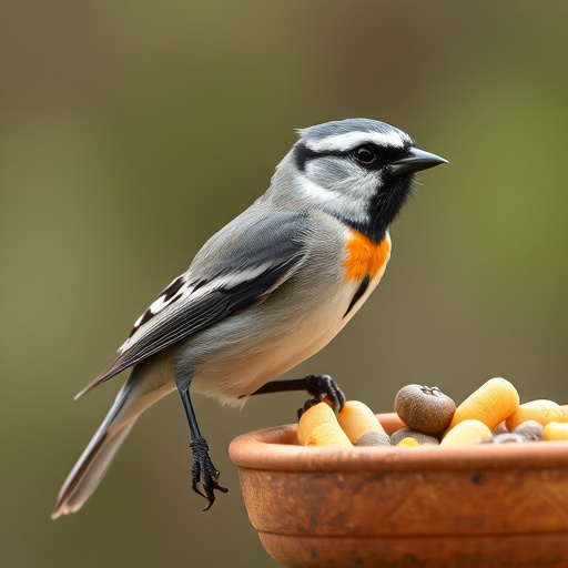 Mixed seeds and suet pellets in tray