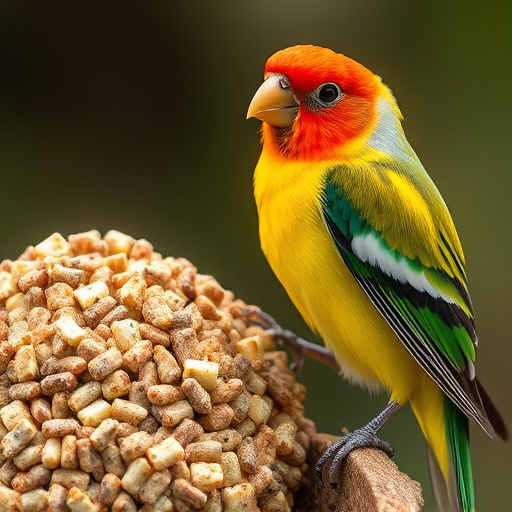 Mixed seeds and suet pellets in tray