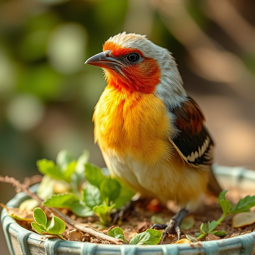 Robin eating mealworms from bird table