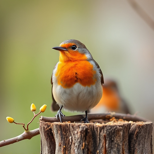 Robin feeding on sunflower heart pieces