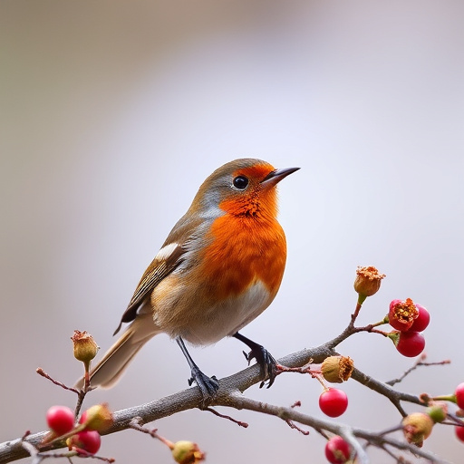 Robin feeding on sunflower heart pieces