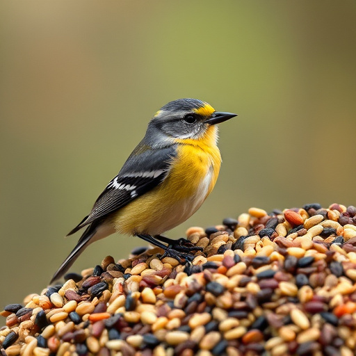Robins pecking at scattered seed