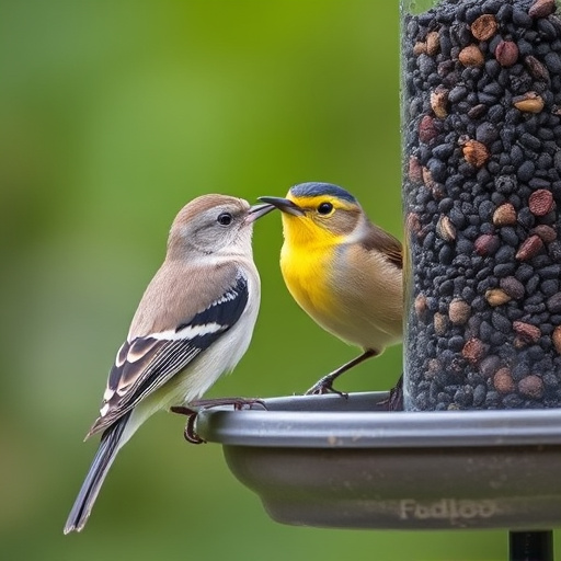 Robins pecking at sunflower heart mix