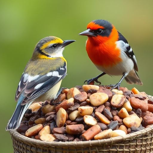 Seed mix scattered on bird table
