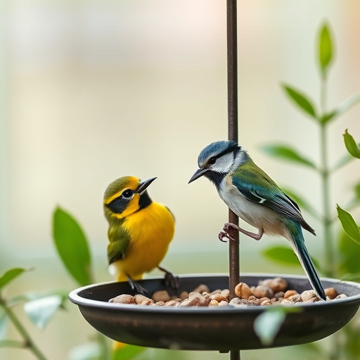 Selection of bird foods on garden table