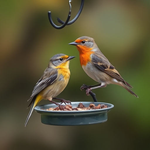 Selection of bird foods on garden table