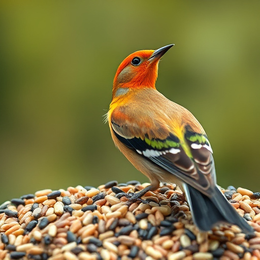 Bird seed being poured from sack