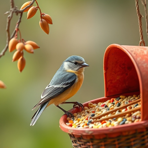 Bird seed being poured from sack