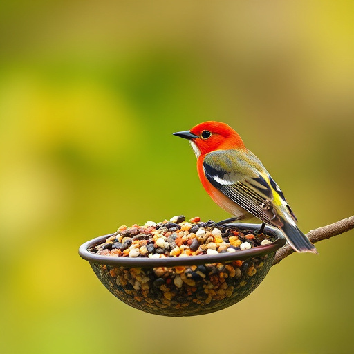 Bird seed being poured from sack