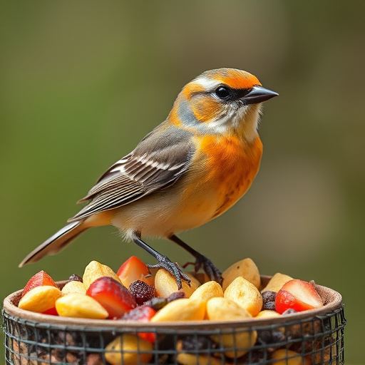 Close-up of labelled bird feed packaging