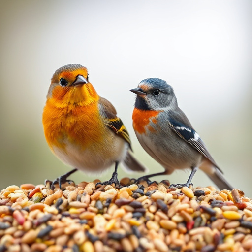 Finch eating from seed-filled feeder
