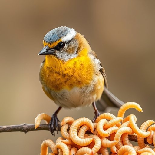 Mixed bird feed with added mealworms