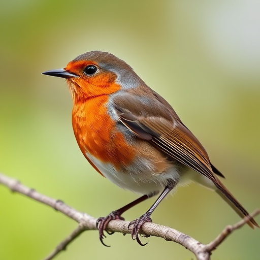 Robin perched beside suet-filled feeder