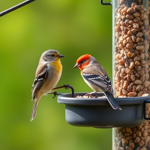 Selection of bird foods on garden table