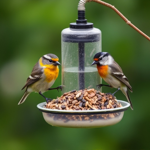 Selection of bird foods on garden table