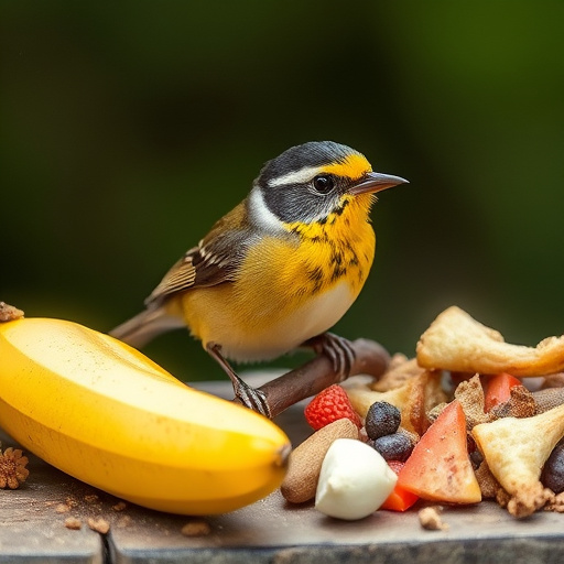 Small garden birds gathered around suet