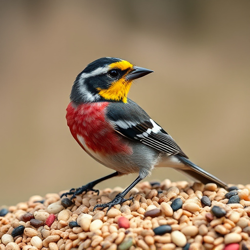Stack of bird feed parcels indoors