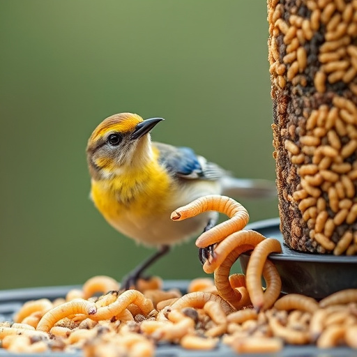 Bird feeder filled with mealworms only