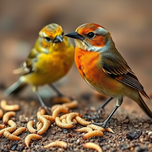 Dried mealworms in small garden dish