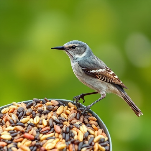 Garden birds feeding on seed mix