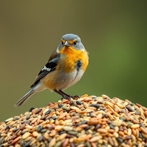 Garden birds feeding on seed mix