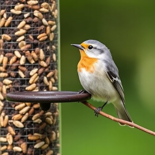 Garden birds feeding on seed mix