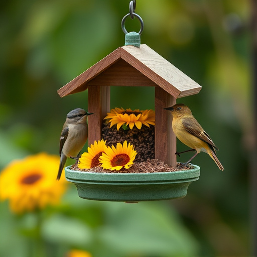 Garden table scattered with sunflower hearts