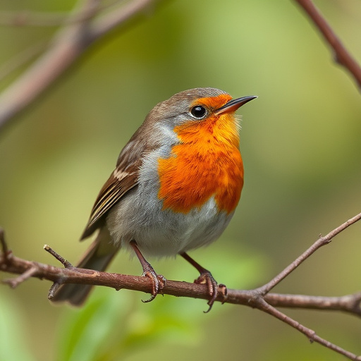 Robin feeding from low dish of suet