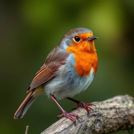 Robin perched beside suet-filled feeder