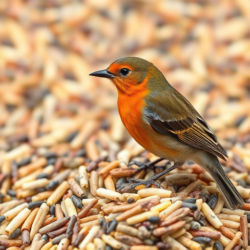 Variety of bird seed in bowls