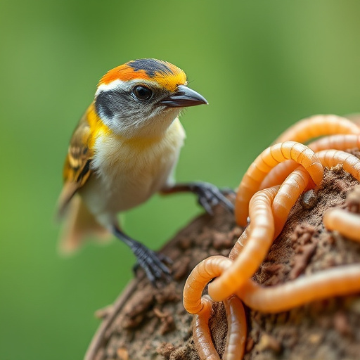 Bird feeder filled with mealworms only
