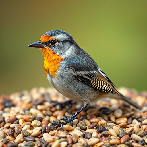 Bird seed being poured from sack