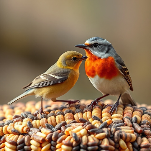 Bird seed being poured from sack