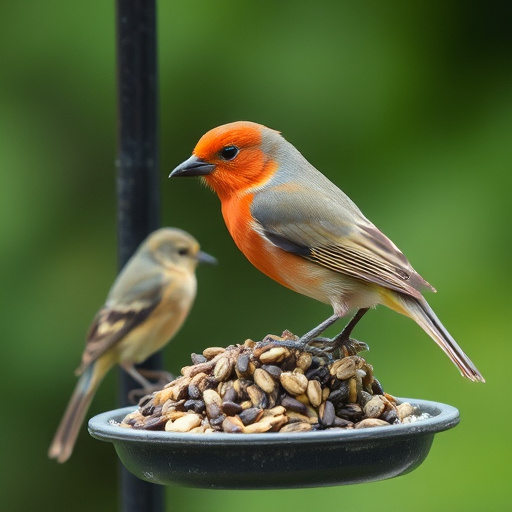 Bird seed being poured from sack