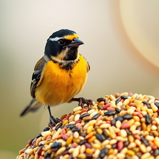 Birds feeding on sunflower hearts feeder