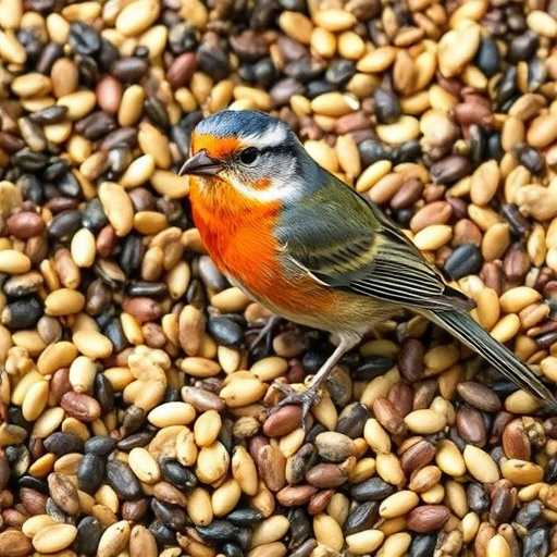 Bulk bird seed bags stacked neatly