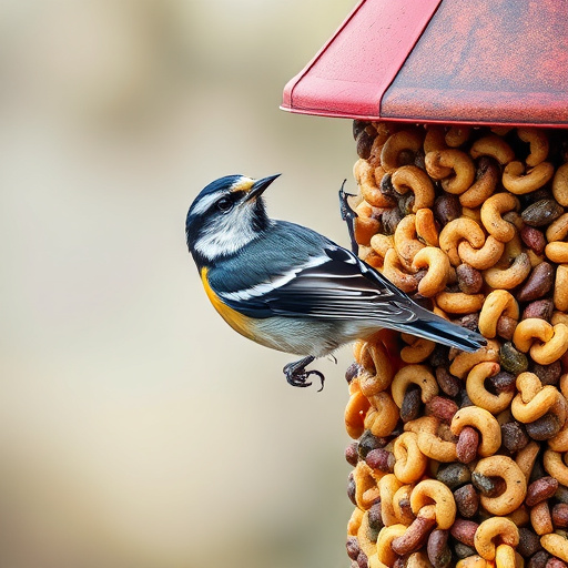 Close-up of labelled bird feed packaging