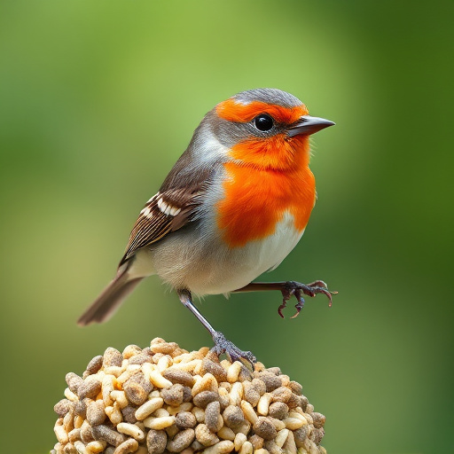Close-up of labelled bird feed packaging