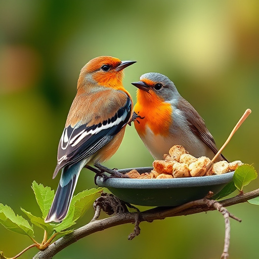 Close-up of labelled bird feed packaging