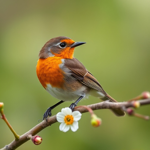Close-up of robin near mealworm tray