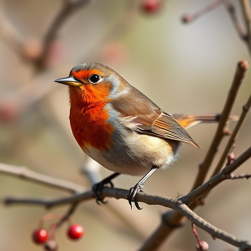 Close-up of robin near mealworm tray