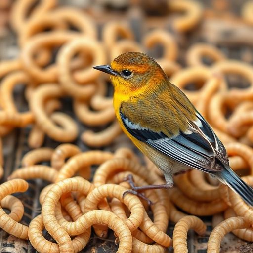 Dried mealworms in small garden dish