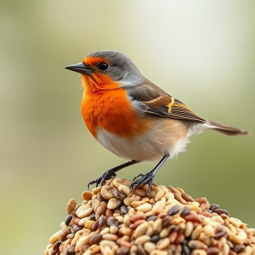 Garden birds feeding on seed mix