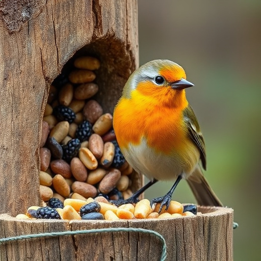 Garden birds feeding on seed mix