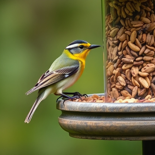Garden birds feeding on seed mix